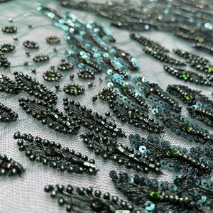 Fabricante y proveedor de tela con cuentas de cristal pesado con encaje y lentejuelas para accesorios de ropa de Bodas de India - Product Image 1