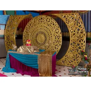 Traditional Tamil Wedding Gold Frame Backdrop Top Indian Couple Stage Backdrop Decor Frames Low Cost Tamil Wedding Stage Decor