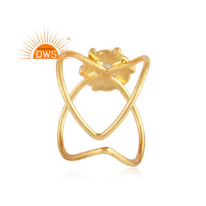 Anillo de piedra lunar de arcoíris Natural para mujer, joyería de piedras preciosas, venta al por mayor, Sortija de plata chapada en oro - Product Image 3