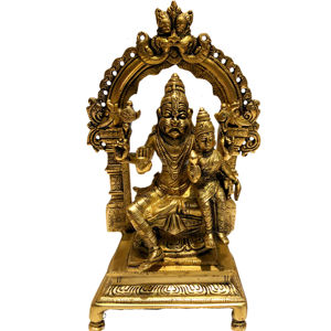 Estatua de Latón de Narasimha con Laxmi, Cuarto Avatar de Vishnu, Diseño Art Deco Hecho a Mano para Exhibición en Mesa - Product Image 1