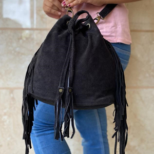 กระเป๋าถือหนังนิ่มแบบมีพู่,กระเป๋าแบบผูกเชือกกระเป๋าสะพายข้างกระเป๋าสะพายไหล่สำหรับผู้หญิงกระเป๋าคาดลำตัว - Product Image 3