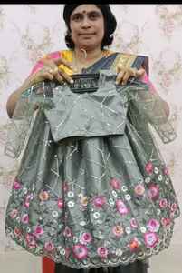 Blouse en filet de soie à volants argent, joli chemisier fait à la main, Base en soie douce, manches longues, exportation royale - Product Image 3