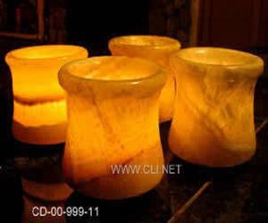 Portavelas votivo en forma de recipiente de piedra de ónix para decoración del hogar - Product Image 1