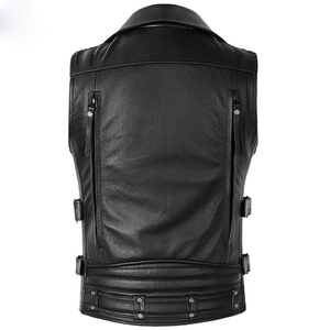 Gilet en cuir pour moto d'hiver pour homme - Imperméable coupe-vent Vêtement extérieur en toile écologique Fermeture éclair Poches Couleurs personnalisées - Product Image 5