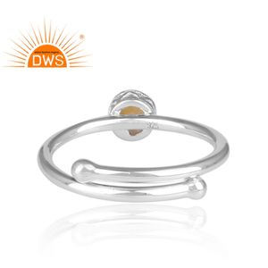 Anillo de plata de primera ley y citrino para mujer, sortija ajustable, plata esterlina 925, piedra Natural, citrino redondo - Product Image 4