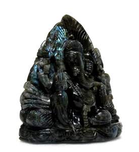 Statue de Ganesh en labradorite sculptée à la main, sculpture spirituelle du dieu hindou, style chakra religieux, pierre précieuse, hauteur 8 pouces - Product Image 3