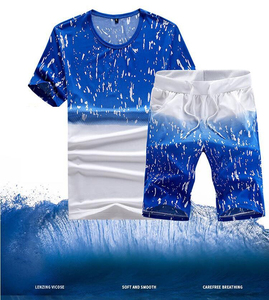 Nueva alta calidad para hombres de moda de verano de dos piezas conjuntos T camisas y pantalones cortos conjunto - Product Image 3