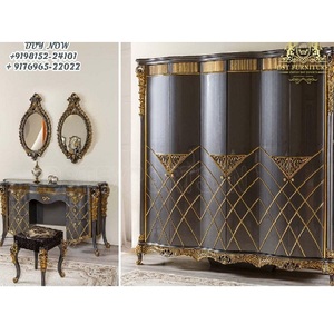 Exclusive Metallic Finish Bedroom Wardrobe Closet Classic Style Bedroom Furniture 6 Door Wardrobe Luxury Carved Bedroom Almirah - Product Image 1