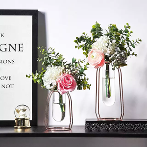 Florero de vidrio de hierro forjado nórdico, adornos para el hogar - Product Image 3