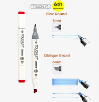 Touchliit 6ème génération 204 couleurs Stylos marqueurs d'art à double tête à base d'alcool Fournitures d'art