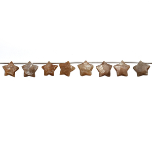 Piedra lunar marrón de 10 a 11 mm, facetada en forma de estrella, 17 cuentas en un hilo para la fabricación de joyas. - Product Image 5