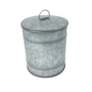 Top Quality Galvanized Tin Storage Container Modern Design Round Shape Tin Storage Container Food Store Bucket Supplies