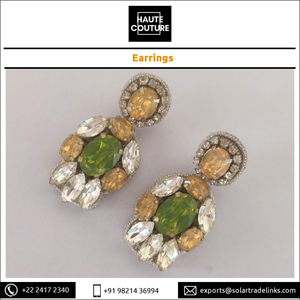 Boucles d'oreilles en pierre ovale brodées à la main, pour femmes et filles, bijou léger et tendance, style ovales, de fête, nouvelle collection - Product Image 3