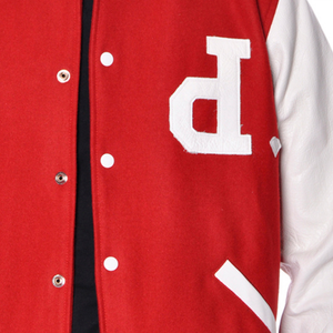 Nouveauté veste de baseball pour hommes personnalisable enduit polaire chenille broderie col rond fermeture éclair décontracté vente en gros blanc - Product Image 3