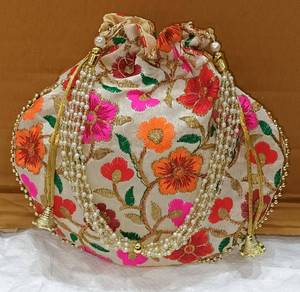 Indian Handmade Women's Embroidered clutch Purse Potli Bag Pouch Drawstring Bag small potli bags