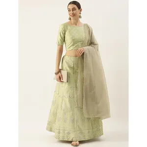 Tissu en soie du célèbre styliste, étoffe en aluminium Zari Lehenga Choli in Aada blub, spécialement conçu pour les fonctions de mariage et les Occasions spéciales, soldes