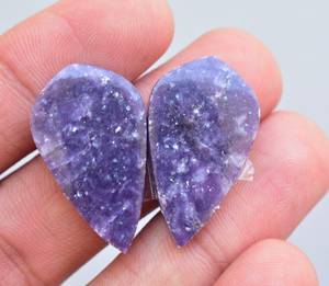Natural Purple Lepidolite Pair Gemstone Cabochon Wholesale Lepidolite Gemstone Pair For Earrings Lot loose ston - Product Image 5