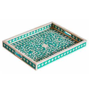 Bandeja decorativa con incrustaciones de hueso, bandeja para servir, bandeja de diseño Floral epoxi para decoración de cocina, gran oferta, último juego de incrustaciones de hueso de diseño - Product Image 1