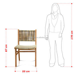 Silla de comedor moderna contemporánea de alta calidad, cordón sintético de madera de teca maciza, Natural elegante acabado, convertible para el hogar - Product Image 4