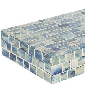 Caja organizadora de almacenamiento de joyas con incrustaciones de hueso de gran tamaño, recuerdo decorativo de esmalte de United Trade World - Product Image 1