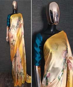 Attractive Heavy Georgette Digital Printed Saree with Unstitched <b>Blouse</b> Party Wear Wholesale Price Ethnic Garment Garment - Product Image 6