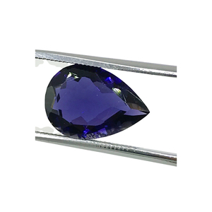Piedras Preciosas Sueltas de Iolita Natural con Corte Pera de 14x10 mm, Cristales de Zafiro de Agua Violeta Intenso Facetados, Paquete para Monturas de Garras Personalizadas - Product Image 1