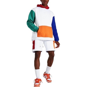 Vente en gros fabricants de vêtements personnalisés couleur noir survêtements unisexes ensembles de survêtement pour hommes ensemble court à capuche deux pièces - Product Image 1