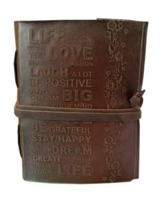 สมุดไดอารี่ปกหนังลายนูนพร้อมแถบปิดสมุดโน๊ตหนังทำมือทำมือสำหรับเขียน - Product Image 1