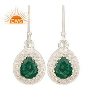New Designer Fine Silver Handmade Dangle Earrings Wholesale Topaz Green Emerald Gemstone Earrings Jewelry - Product Image 1
