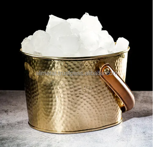 Refroidisseur de seau à glace à vin et à bière en acier inoxydable doré personnalisable avec conception durable Capacité de 5L pour les fêtes et les occasions - Product Image 5