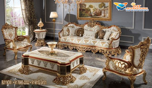 Sofá de madera tallado a mano, muebles de lujo hechos a mano para sala de estar, conjunto de sofá barroco francés - Product Image 5