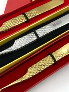 แหนบต่อขนตาสแตนเลสพลาสม่าสีทอง45องศาสีเงิน90องศาโลโก้ออกแบบได้ตามต้องการ - Product Image 4