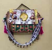Bolso de Mano Estilo Vintage Tribal Banjara Indio - Bolsos de Mano Bordados Vintage con Espejo - Bolso de Flecos de Cuero Estilo Hippie