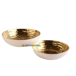 Juego de 2 cuencos para servir comida chapados en oro de alta calidad estándar, mesa de cena de lujo, forma redonda, cuenco para servir dulces, Mesa - Product Image 1