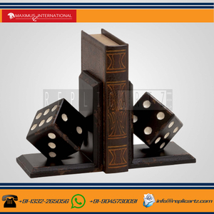 Classic Metal Game Dice <b>Bookend</b> | Heavy Duty Decorative Book Shelf Support | Modern Desk Book Holder for Home Office Library - Product Image 4