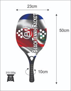 Raquettes de beach tennis avec face en fibre de carbone de 20 mm, poignée en fibre de carbone, filet en fibre de verre, poids 320-340 g, longueur 50 cm - Product Image 3