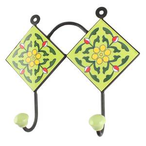 Green Ceramic Flower Portable removable Bag Hooks <b>Kids</b> <b>Clothes</b> Holders <b>Kids</b> <b>Clothes</b> Hangers Durable Indian Craft - Product Image 1