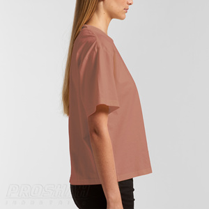 Proshah Boxy เสื้อยืดผู้หญิง,เสื้อยืดสตรีสีโรสโกลด์พีชผ้าฝ้ายความยาวปานกลาง100% - Product Image 2