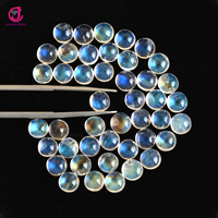 4MM-6MM 100% naturel arc-en-ciel pierre de lune Super Fine ronde Cabochon Top qualité pierres blanches pour bijoux usine prix de gros