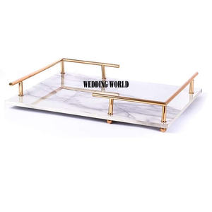 Plateau de service rond en marbre Plateau de service fantaisie fait à la main d'excellente qualité Plateau de service en marbre de créateur de forme personnalisée - Product Image 3