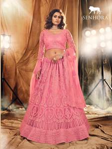 Lehenga Choli สีชมพู,งานปักสวยหรูสำหรับเจ้าสาว Lehenga Dimond และ Embroidary - Product Image 5