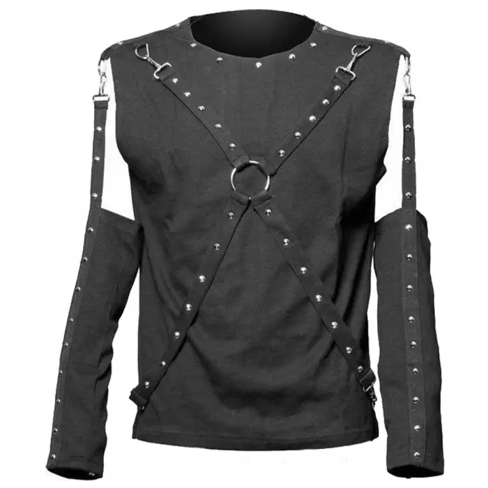 En kaliteli DASHING gotik siyah pamuklu gömlek (yelek) MENS STEAMPUNK GOTH için