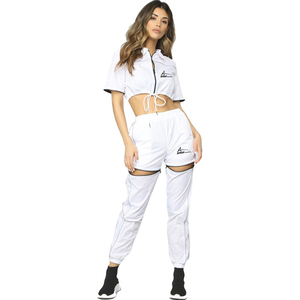 Sweat-shirt molletonné de couleur blanche, pour femmes, haut court décontracté, tenue adulte, - Product Image 1