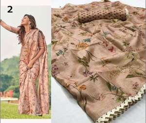 Mousseline de soie Sana soie Multi coloré fleur imprimé Saree avec chemisier non cousu pièce prix le plus bas par Ethnic Garment Apparelgarment - Product Image 4