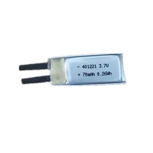 401221 صغيرة 3.7v المسار السريع رقيقة جدا يبو 70mah قابلة للشحن بطارية ليثيوم أيون حزمة ل RF المقتفي