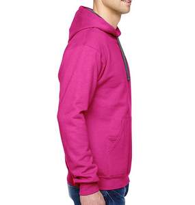 Pull à capuche unisexe 100% coton en polaire rose avec impression personnalisable grande taille (taille jusqu'à 6XL) pour l'hiver - Product Image 2