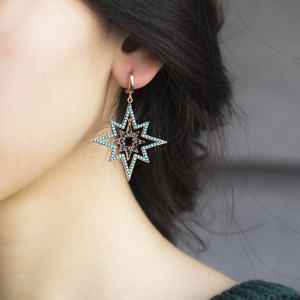 925 argent Sterling Étoile Balancent Boucles D'oreilles Turc En Gros Fait À La Main En Argent Sterling Boucle D'oreille - Product Image 3