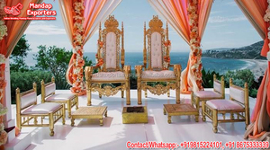 Royal Paisley เก้าอี้แมนเด็บสำหรับงานแต่งงานเก้าอี้ไม้สไตล์อินเดียเก้าอี้แมนดา็ปแกะสลักไม้ล่าสุดสำหรับงานแต่งงาน - Product Image 6
