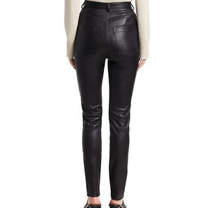 Pantalon en cuir extensible personnalisé pour femmes OEM Pantalon en PU confortable et à la mode de haute qualité à coupe ajustée pour une tenue décontractée élégante - Product Image 5