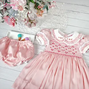 Vestido fruncido geométrico para niña, ropa para niña, venta al por mayor